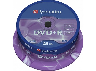 Verbatim, Verbatim 43500 DVD+R Rohling 4.7 GB 25 St. Spindel, Verbatim DVD+R, 4.7GB, 1-16x, 43500, (25er Spindel)