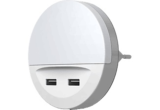 LEDVANCE, LEDVANCE Lunetta USB LED-Nachtlicht mit USB-Port, Ledvance Sockel-Nachtlicht LUNETTA USB, mit USB-Ausgängen, Tag-/Nachtsensor, IP20
