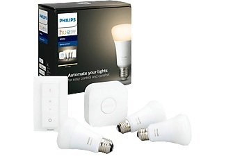 Philips, Philips Hue Leuchtmittel E27, Bluetooth, Philips Hue White 9,5 W E27 3er Starter-Kit