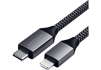 Apple, Satechi - (MFi) 1.8m Lightning auf USB C Schnellladekabel (29W/480 Mbit/s) Datenkabel (ST-TCL18M) - Space Gray, Satechi Apple iPad/iPhone/iPod Kabel [1x USB-C® - 1x Lightning] 1.8 m Anthrazit