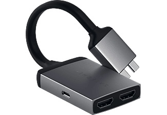 Apple,Huawei,Samsung, Satechi - USB C auf Dual 4K HDMI 60Hz Adapter Power Delivery (ST-TCDHAM) - Space Grey, 
