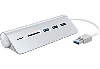 Acer,Apple,Asus,LG,Microsoft,Samsung,Sonstige,Sony, Satechi - Aluminium 3-fach USB 3.0 Hub & SD/Micro-SD Steckplatz (ST-3HCRS) - Silber, Satechi St-3Hcrs - USB Hub und Kartenleser (Silber)