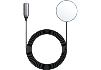 Apple, Satechi - (1.5m) 15W MagSafe USB C Ladegerät Magnetischer Qi-Wireless Charger (ST-UCQIMCM) - Grau, SATECHI ST-UCQIMCM - Kabelloses Ladegerät (Grau/Schwarz)