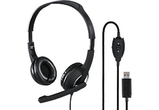 HAMA, HAMA HS-USB250 - Kopfhörer (Kabelgebunden, Stereo, On-ear, Schwarz), 