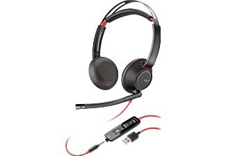 POLY, Poly Blackwire 5220 USB-A-Headset, Plantronics Kopfhörer Blackwire C5220 Schwarz, Rot