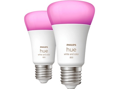 Philips HUE, Philips Hue White&Color Ambiance 6,5W E27 2er-Set, PHILIPS HUE White and Color Ambiance Doppelpack E27 - Leuchtmittel (Weiss)