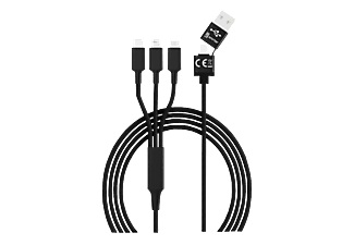 Smrter, Smrter USB 2.0 Ladekabel [2x USB 2.0 Stecker A, USB-C™ Stecker - 3x USB-C™ Stecker, Apple Lightning-Stecker,, Smrter USB-Ladekabel USB 2.0 USB-A Stecker, USB-C® Stecker, Apple Lightning Stecker, USB-Micro-B Stecker 1.20 m Schwarz