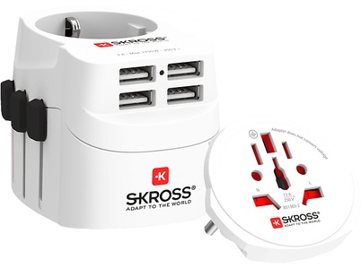 Skross, Skross 1302471 Reiseadapter PRO Light USB (4xA) - World, Skross 1302471 Reiseadapter PRO Light USB (4xA) - World
