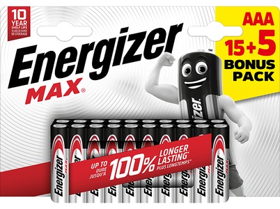 Energizer, Energizer Max Micro (AAA)-Batterie Alkali-Mangan 1.5 V 20 St., Energizer Batterie Max AAA 15+5 Stück