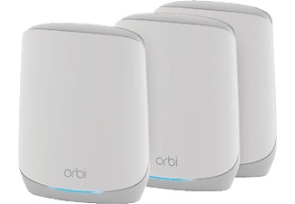Netgear, NETGEAR Orbi RBK763S - WLAN-System (Router, 2 Extender) - bis zu 697 m² - Netz - GigE - 802.11a/b/g/n/ac/ax, NETGEAR Orbi RBK763S WiFi 6 Tri-Band Mesh System AX5400 3-Set incl.1 Jahr ARMOR BNDL Tri-Band WiFi-System ? LAN & WLAN Router ? Weiss