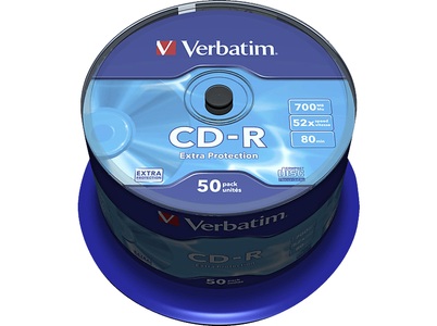 Verbatim, Verbatim Cd-R Extra Protection - Cd-R, Verbatim CD-R, 700MB, 80MIN, 52x, DataLife, 43351, (50er Spindel)