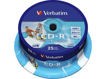 Verbatim, Verbatim 43439 - Cd-R, Verbatim CD-R, 700MB, 80MIN, 52x, fullprint m.L., 43439, (25er Spindel)