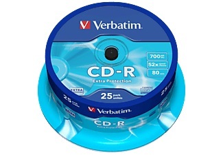 Verbatim, Verbatim Cd-R Extra Protection - Cd-R, Verbatim CD-R, 700MB, 80MIN, 52x, DataLife, 43432, (25er Spindel)
