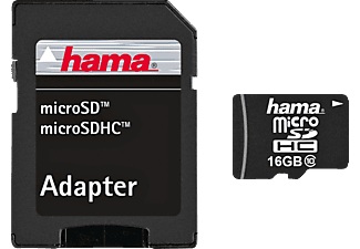 HAMA, Hama microSDHC 22Mb/s Cl10 16Gb+Ad - Speicherkarte (16 GB, Schwarz), Hama 16Gb Class 10 22Mb / s + Adapter Mobile Speicherkarte