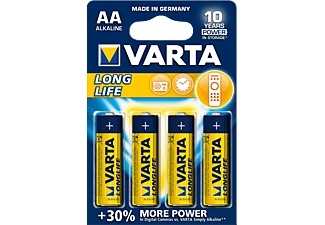 Varta, Varta Longlife - AA Batterie (Gelb/Blau), VARTA Batterie 4106101414 Longlife, AA/LR06, 4 Stück