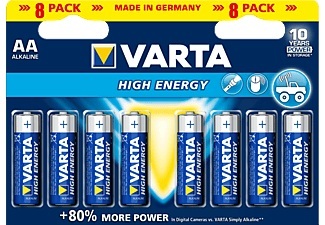 Varta, Varta High Energy - AA Batterie (Blau/Silber), VARTA Batterie Longlife Power 4906121418 AA/LR06, 8 Stück