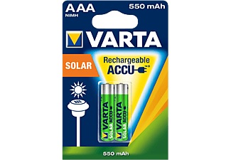 Varta, RECHARGE ACCU Solar Micro (AAA) Akku mit 550mAh - 2 Stück, Varta Akku 2x AAA 550 mAh 550 mAh