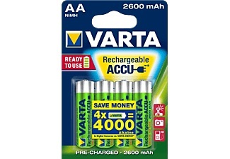 Varta, RECHARGE Power Mignon (AA) NiMH Akku mit 2600mAh - 4 Stück, VARTA 4er-Set NiMH-Mignon-Akku RECHARGE ACCU Power 2600 mAh, AA, HR6