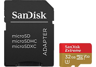 SanDisk, Sandisk Mic-Sdhc Extreme 32Gb 100Mb/s Cl10+Ad - Speicherkarte (32 GB, Braun/Rot), Sandisk, microSD Speicherkarten, SanDisk Extreme 100MB/s microSDHC 32GB, Produkte & Wohnen