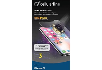 CELLULAR LINE, Cellular Line Tetra Force Shield - Displayschutzglas (Passend für Modell: Apple iPhone XS, iPhone X), 