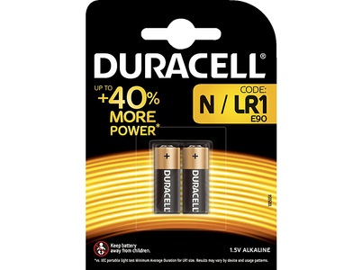 Duracell, Security Alkaline N/MN9100/LR1 Alkaline Spezialbatterie, 1,5V, 825mAh - 2 Stück, DURACELL Batterie Security MN9100 N, LR1, 1.5V 2 Stück
