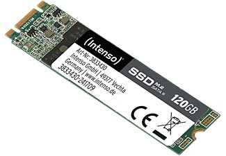 Intenso, Intenso M.2 SSD Sata III High Interne Festplatte SSD (120 GB, Schwarz, grün), Intenso SSD M.2, 2.5 inch, 120GB, SATA III, TLC Flash, 3833430