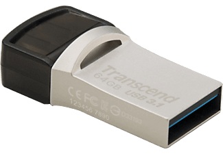Transcend, Transcend USB-Stick JetFlash 890S 64 GB USB 3.1, Transcend JetFlash 890S, OTG, 64GB, silver, USB 3.1 & USB-C, TS64GJF890S
