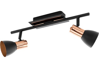 Eglo, Eglo Barnham Ceiling 2ER Black/copper -, LED-Deckenstrahler Barnham, Länge 39,5 cm, schwarz/kupfer