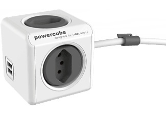 ALLOCACOC, Allocacoc PowerCube Extended USB - Stockdosenwürfel (Grau), PowerCubes Socket extend, grey, 4 x T.13, 2 x USB 5V 2.1A, 66.7890GY