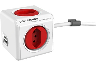 ALLOCACOC, Allocacoc 66.7890Rd - Stockdosenwürfel (Rot), Allocacoc PowerCube Extended USB 1.5m Steckdosenleiste rot