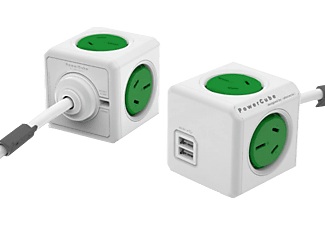 ALLOCACOC, Allocacoc 7890Gn - Abzweigstecker (Grün), PowerCubes Socket extend, green, 4 x T.13, 2 x USB 5V 2.1A, 66.7890GN