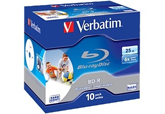 Verbatim, Verbatim Bd-R SL 25Gb 6x Printable 10 Pack Jewel Case - Bd-R, Verbatim 43713 Blu-ray BD-R Rohling 25 GB 10 St. Jewelcase Bedruckbar