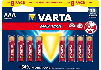 Varta, LONGLIFE Max Power Micro (AAA) Alkaline Batterie - 8 Stück, Varta Batterie Longlife Max Power AAA 8 Stück