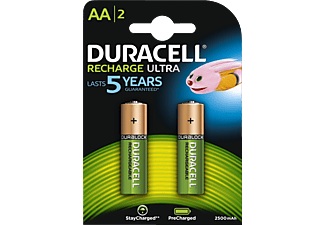 Duracell, Recharge Ultra Mignon (AA) NiMH Akku mit 2500 mAh - 2 Stück, Duracell Akkupacks »2er Pack Rechargeable AA 2500mAh«, Mignon, 2500 mAh, 1,2 V