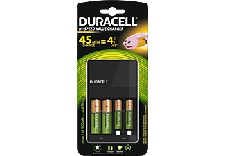 Duracell, Ladegerät für NiMH Akkus inkl. 2 x AA (1300mAh) und 2 x AAA (750mAh), Akku Ladegerät CEF14 AA/AAA
