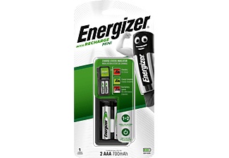 Energizer, Energizer Mini Charger - Wiederaufladbare Batterie (Weiss/Schwarz), ENERGIZER Batterie-Ladegerät Mini E300701401 inkl. 2x AAA 700mAh
