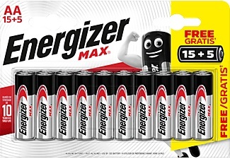 Energizer, Energizer E300671200 - AA Batterien (Silber/Schwarz), ENERGIZER Batterie Max E301534900 AA/LR06 15 + 5 Stk.