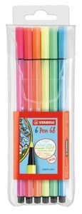 undefined, STABILO Fasermaler Pen 68 1mm 6806-1 6 Farben neon, Stabilo Pen 68, 1mm, neon, Fasermaler, 6806-1, (6 Farben)