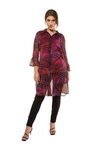 Ulla Popken, Große Größen Longbluse Damen (Größe 58 60, multicolor) | Ulla Popken Langarmblusen | Polyester, 