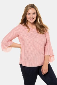 Ulla Popken, Große Größen Streifentunika Damen (Größe 46 48, knallorange) | Ulla Popken Langarmtuniken | Viskose/Polyester, 