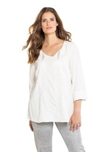Ulla Popken, Große Größen Tunika Damen (Größe 54 56, offwhite) | Ulla Popken Langarmtuniken | Viskose, 