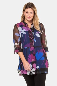 Ulla Popken, Große Größen Chiffon-Bluse Damen (Größe 58 60, multicolor) | Ulla Popken Langarmblusen | Polyester, 