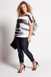 Ulla Popken, Grosse Grössen Bluse, Damen, grau, Größe: 62/64, Polyester/Viskose/Elasthan, Ulla Popken, 