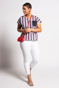 Ulla Popken, Grosse Grössen Blusenshirt, Damen, blau, Größe: 54/56, Baumwolle, Ulla Popken, 