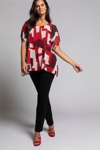 Ulla Popken, Grosse Grössen Blusentop, Damen, rot, Größe: 46/48, Polyester/Viskose/Elasthan, Ulla Popken, 