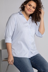 Ulla Popken, Grosse Grössen Longbluse, Damen, blau, Größe: 50/52, Baumwolle/Polyester, Ulla Popken, 