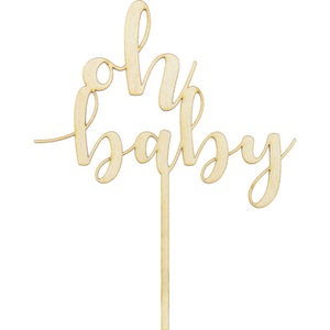 undefined, PARTYDECO Caketopper 17cm KPT51-100 Oh baby Holz