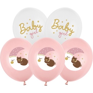 PartyDeco, Partydeco Luftballon Baby Girl Weiss / Pink, 6 Stück