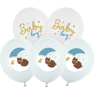 PartyDeco, Partydeco Luftballon Baby Boy Weiss / Blau, 6 Stück