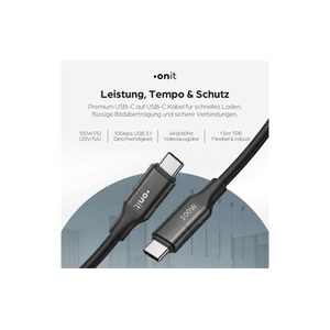 undefined, onit USB-Kabel mit Datenblocker-Schalter, USB-C - USB-C, 1.5 m